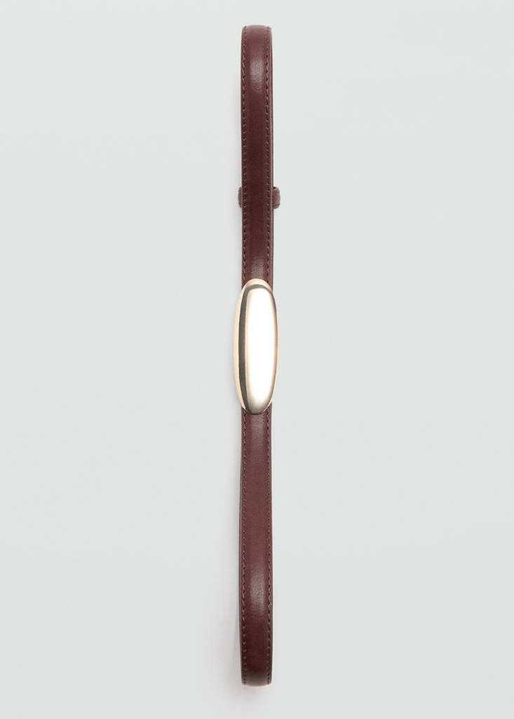 Thin belt with metal detail — Burgundy