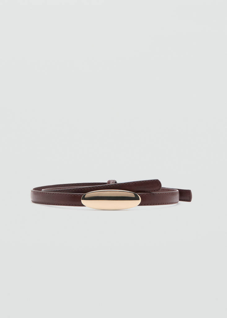 Thin belt with metal detail — Burgundy