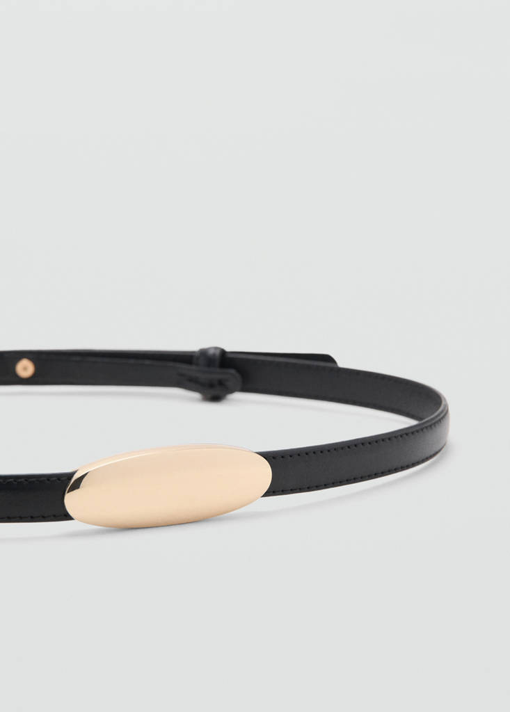 Thin belt with metal detail — Black