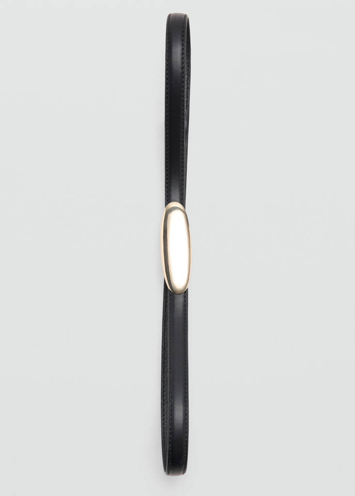 Thin belt with metal detail — Black