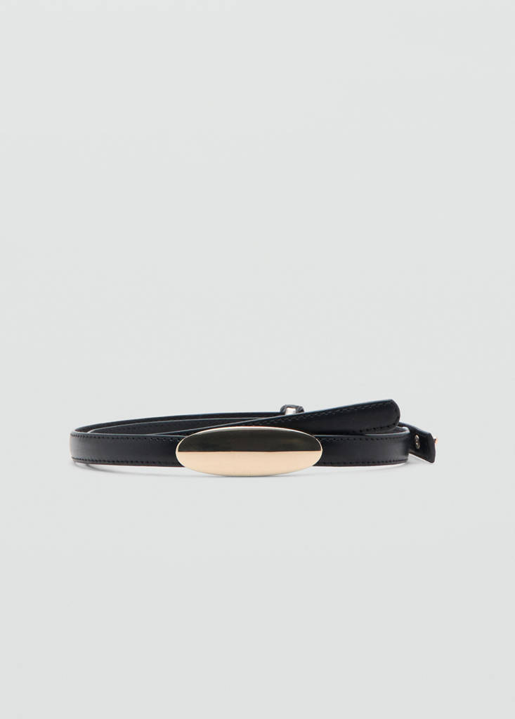 Thin belt with metal detail — Black