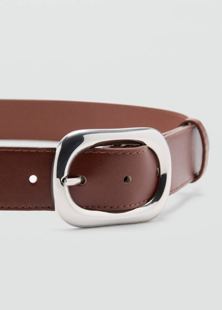 Oval buckle belt — Brown