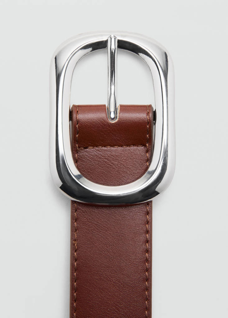 Oval buckle belt — Brown