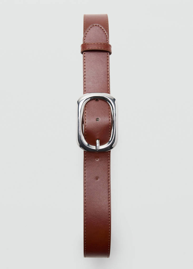 Oval buckle belt — Brown