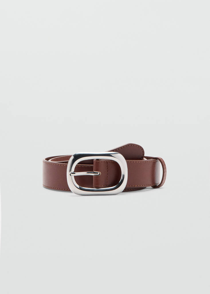 Oval buckle belt — Brown