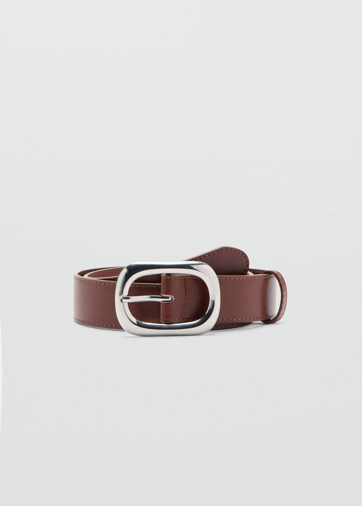 Oval buckle belt — Brown