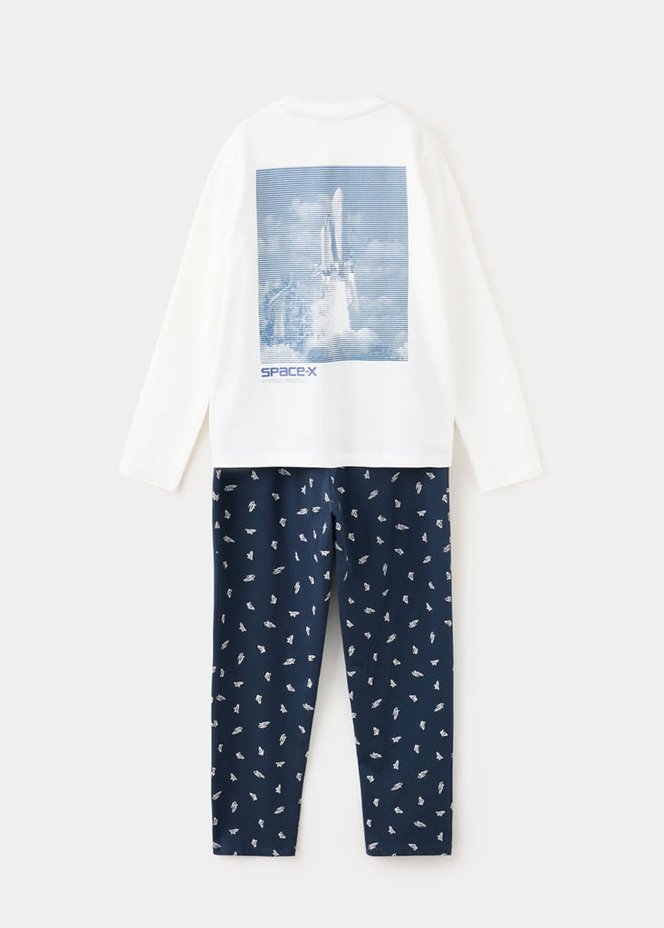 Full cotton rocket pyjama set — Off White