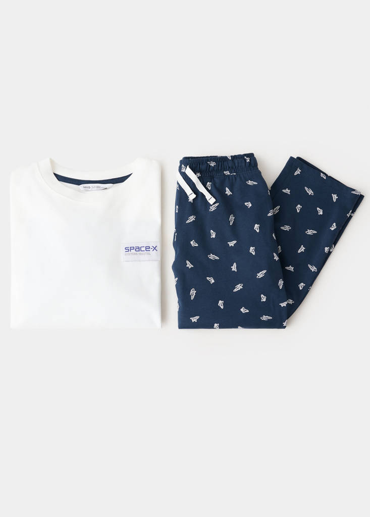 Full cotton rocket pyjama set — Off White