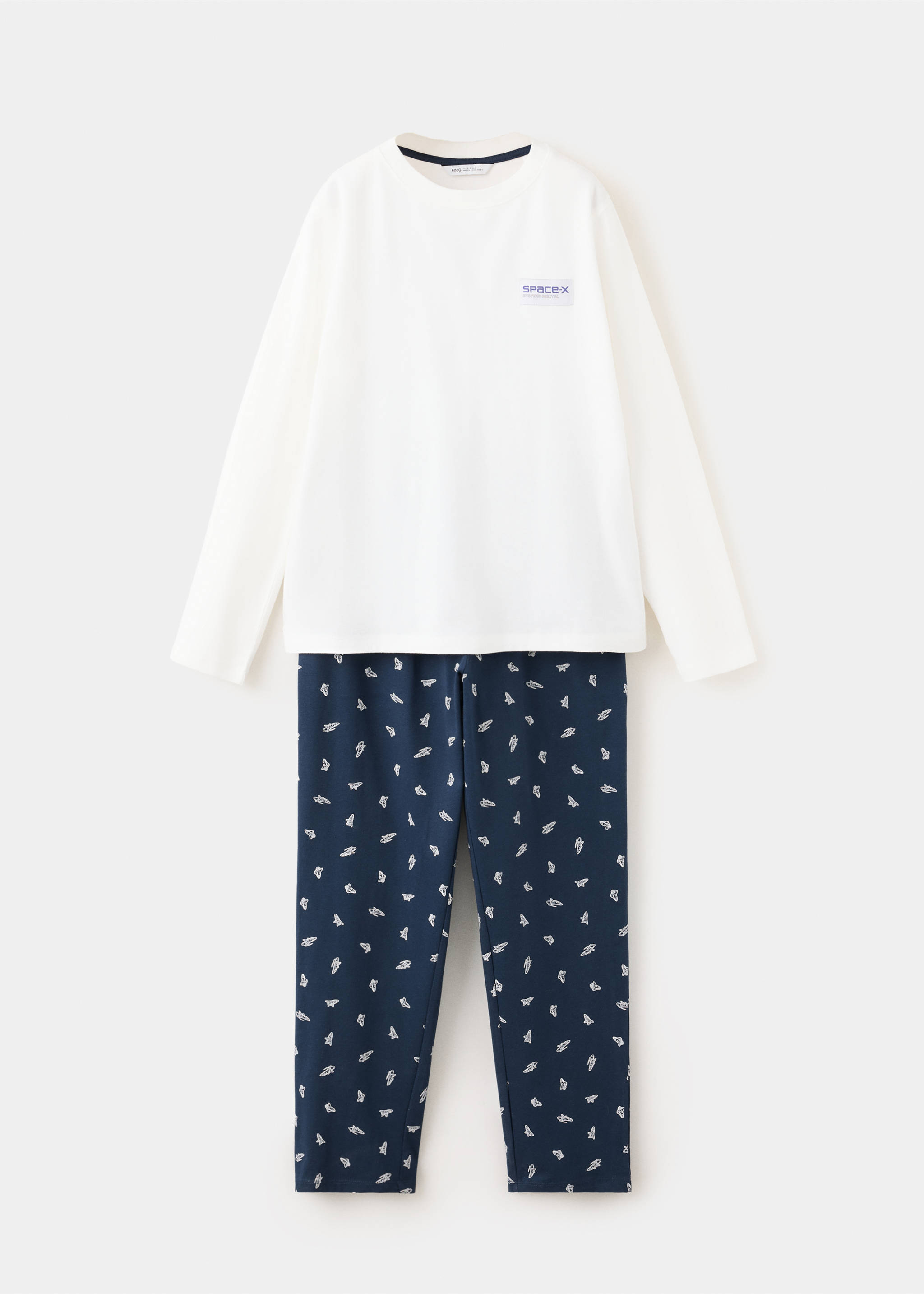 Pyjama complet en coton à motif fusées - Article sans modèle, Blanc cassé. Ref: 37024428-00.