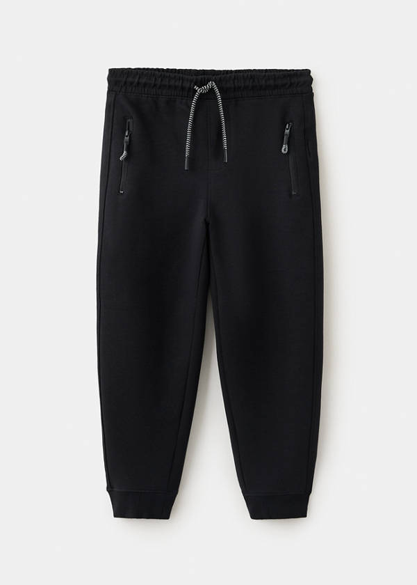 Cotton jogger-style trousers — Black