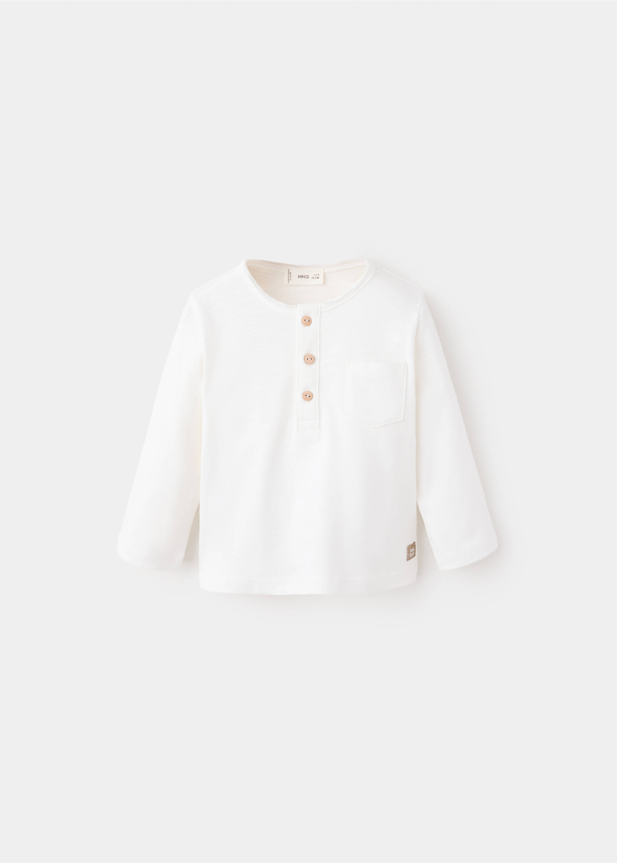 T-shirt coton boutons - Article sans modèle, Blanc cassé. Ref: 37024430-00.