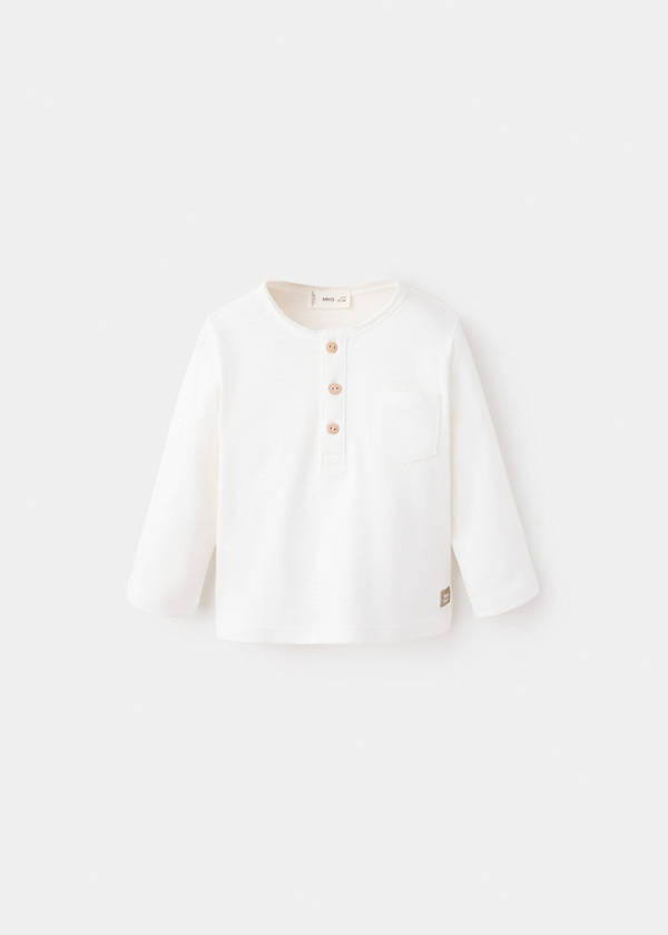 Buttoned cotton T-shirt — Off White