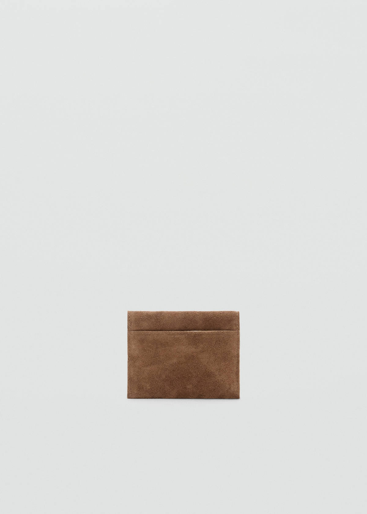 Suede cardholder with studs — Medium Brown