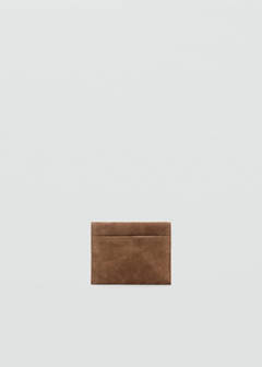 Suede cardholder with studs — Medium Brown 3