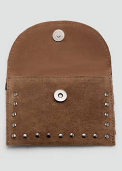 Suede cardholder with studs — Medium Brown 4