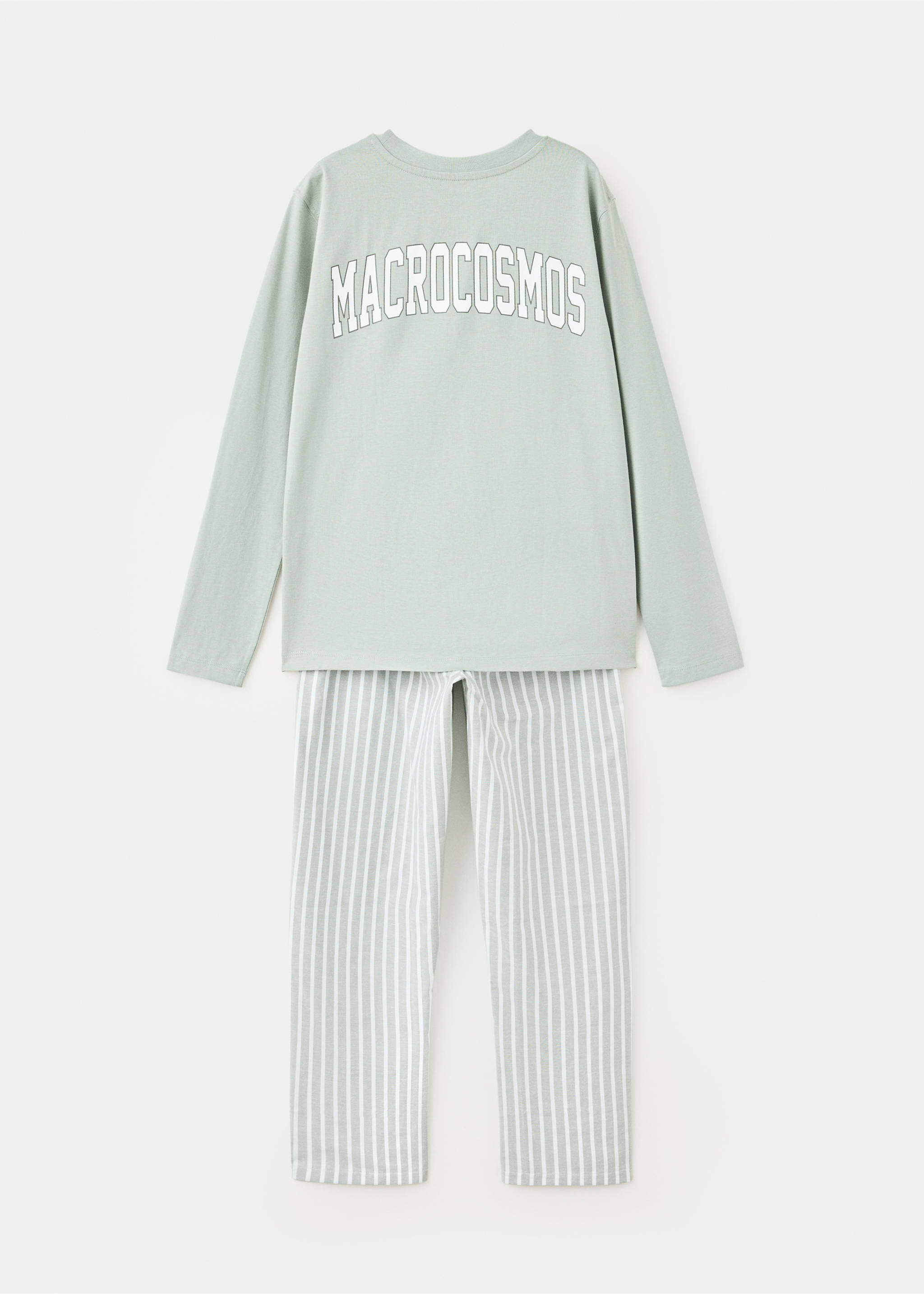 Full printed cotton pyjamas set - Reverse of the article, Green. Ref: 37024435-00.