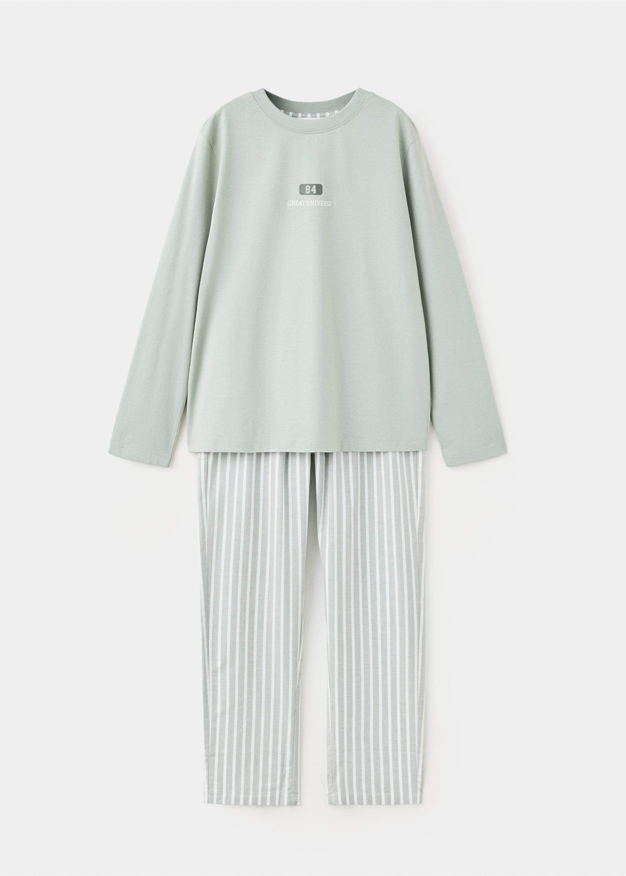 Full printed cotton pyjamas set - Article without model, Green. Ref: 37024435-00.