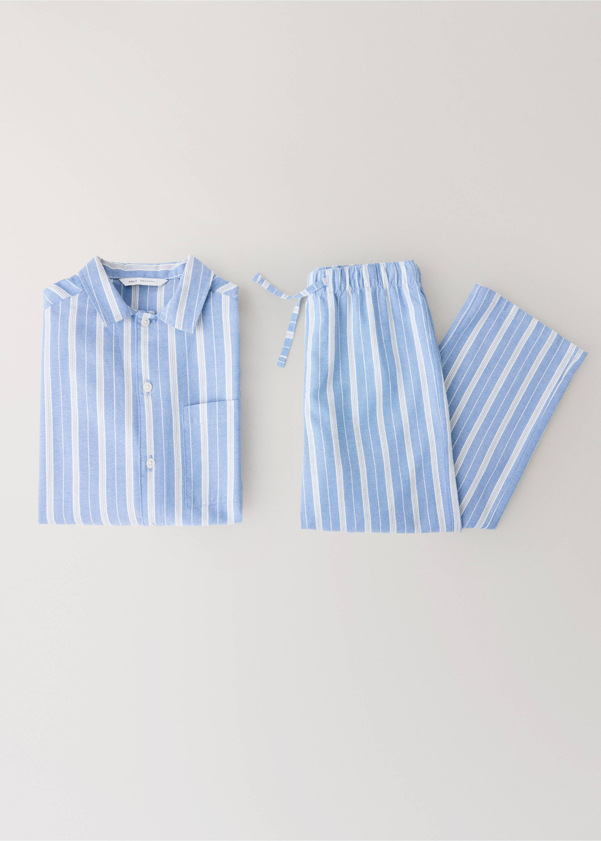 Striped pyjama set - Details of the article 8, Blue. Ref: 37024436-00.