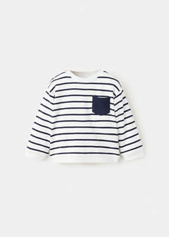 Striped cotton-blend sweatshirt — Navy 1
