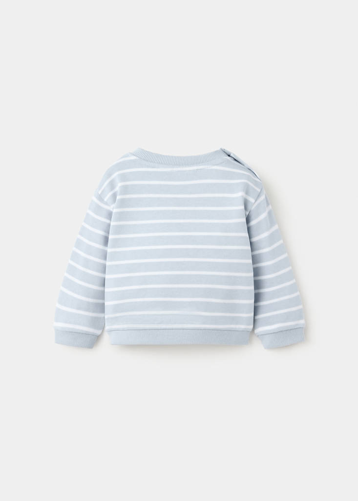 Striped cotton-blend sweatshirt — Sky Blue