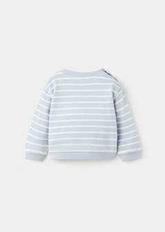 Striped cotton-blend sweatshirt — Sky Blue 3