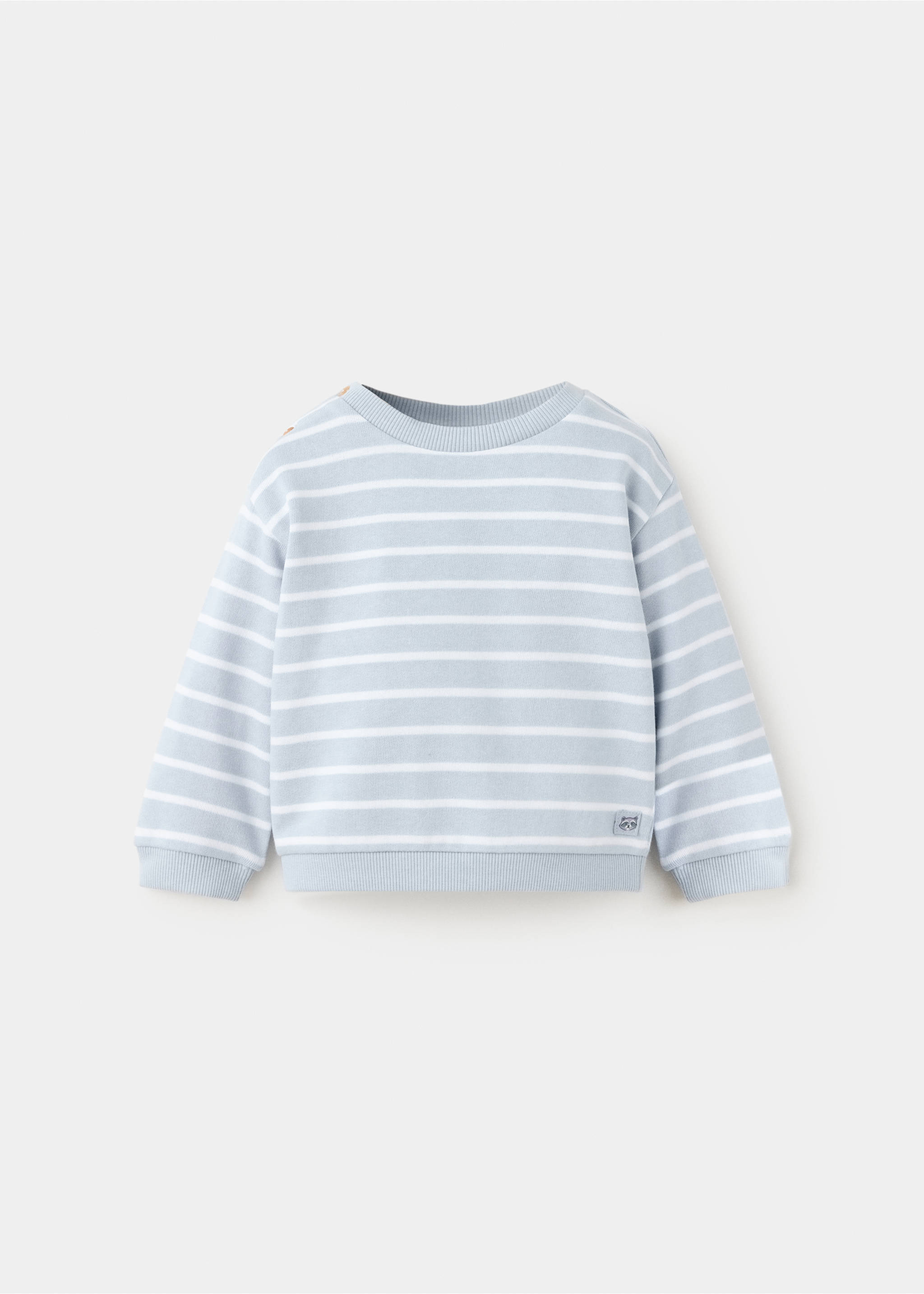 Bavlněná mikina s proužky - Zboží bez modelu, Modrá obloha. Ref: 37024438-00.
