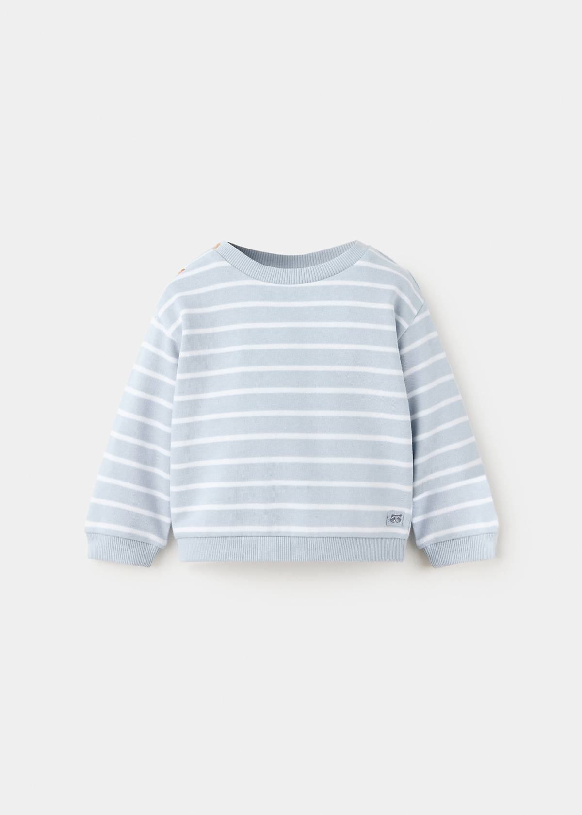 Striped cotton-blend sweatshirt — Sky Blue