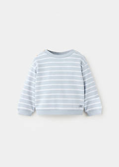 Striped cotton-blend sweatshirt — Sky Blue 1