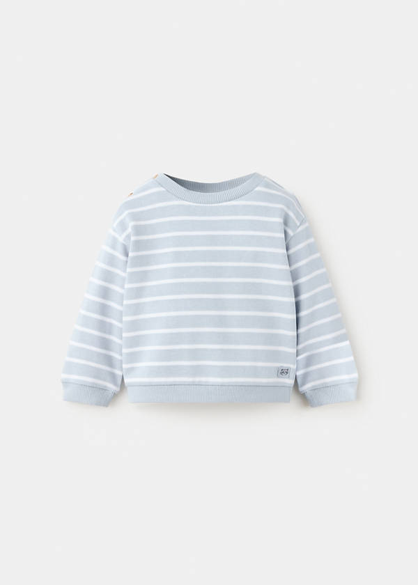 Striped cotton-blend sweatshirt — Sky Blue