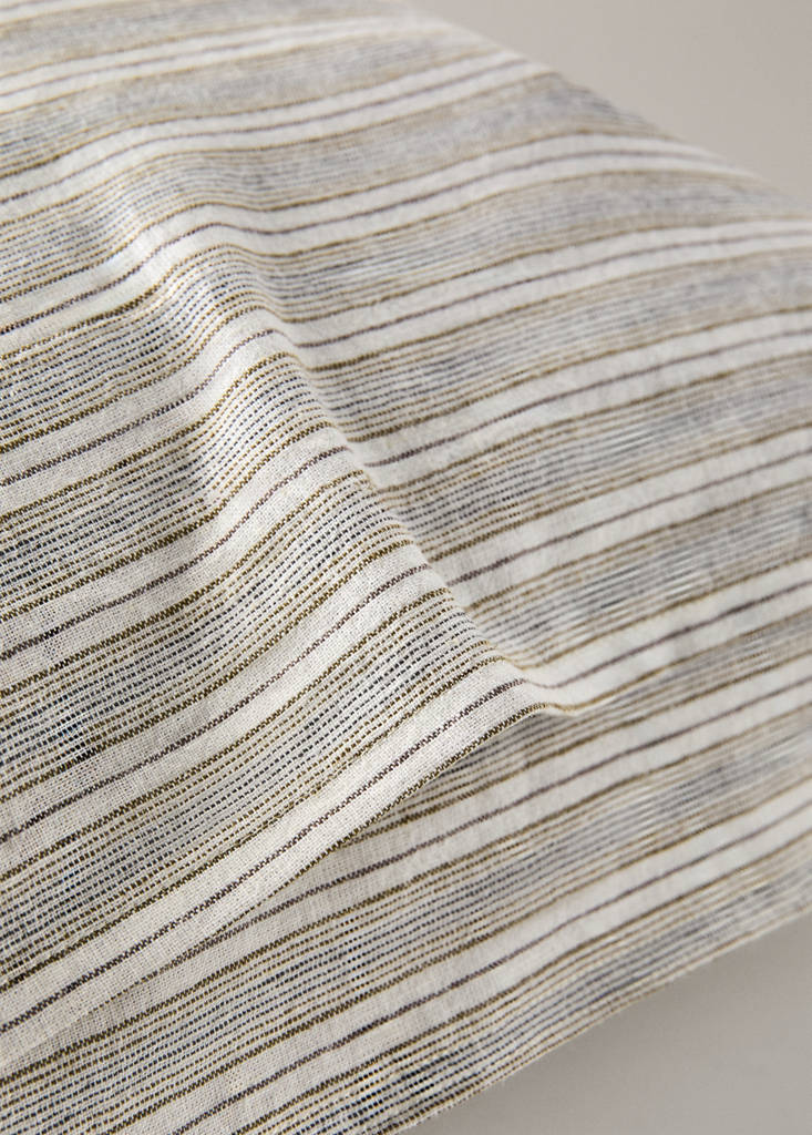 Linen and cotton striped pillowcase 50 x 75 cm — Sand