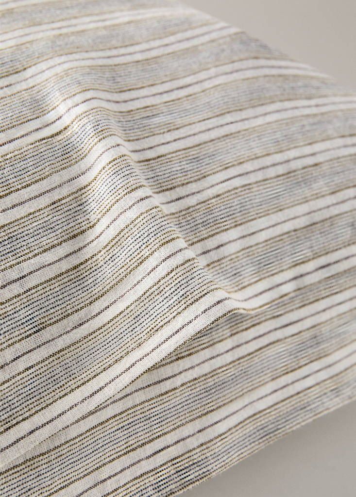 Linen and cotton striped pillowcase 60 x 60 cm — Sand