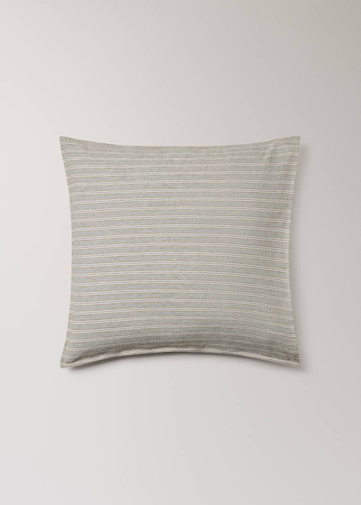 Linen and cotton striped pillowcase 60 x 60 cm — Sand