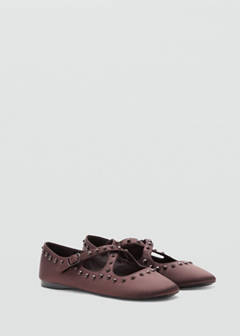 Satin studded ballerinas — Chocolate 2