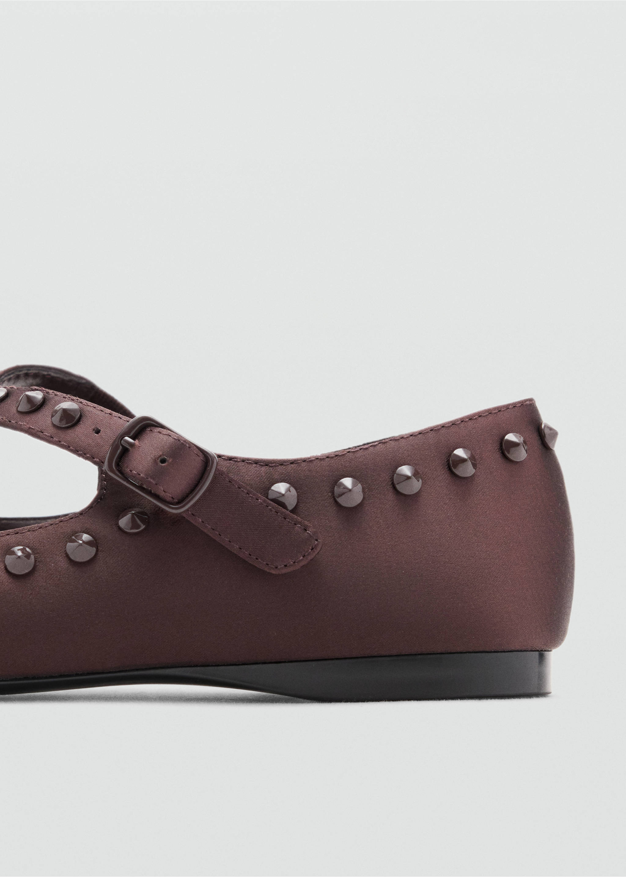 Satin studded ballerinas - Details of the article 1, Chocolate. Ref: 37024444-00.