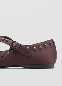 Satin studded ballerinas — Chocolate 3