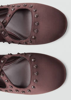 Satin studded ballerinas — Chocolate 4