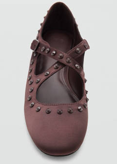 Satin studded ballerinas — Chocolate 5