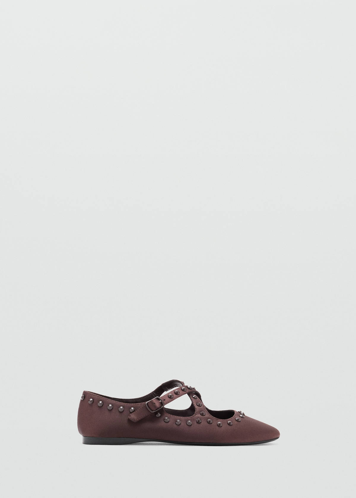 Satin studded ballerinas — Chocolate