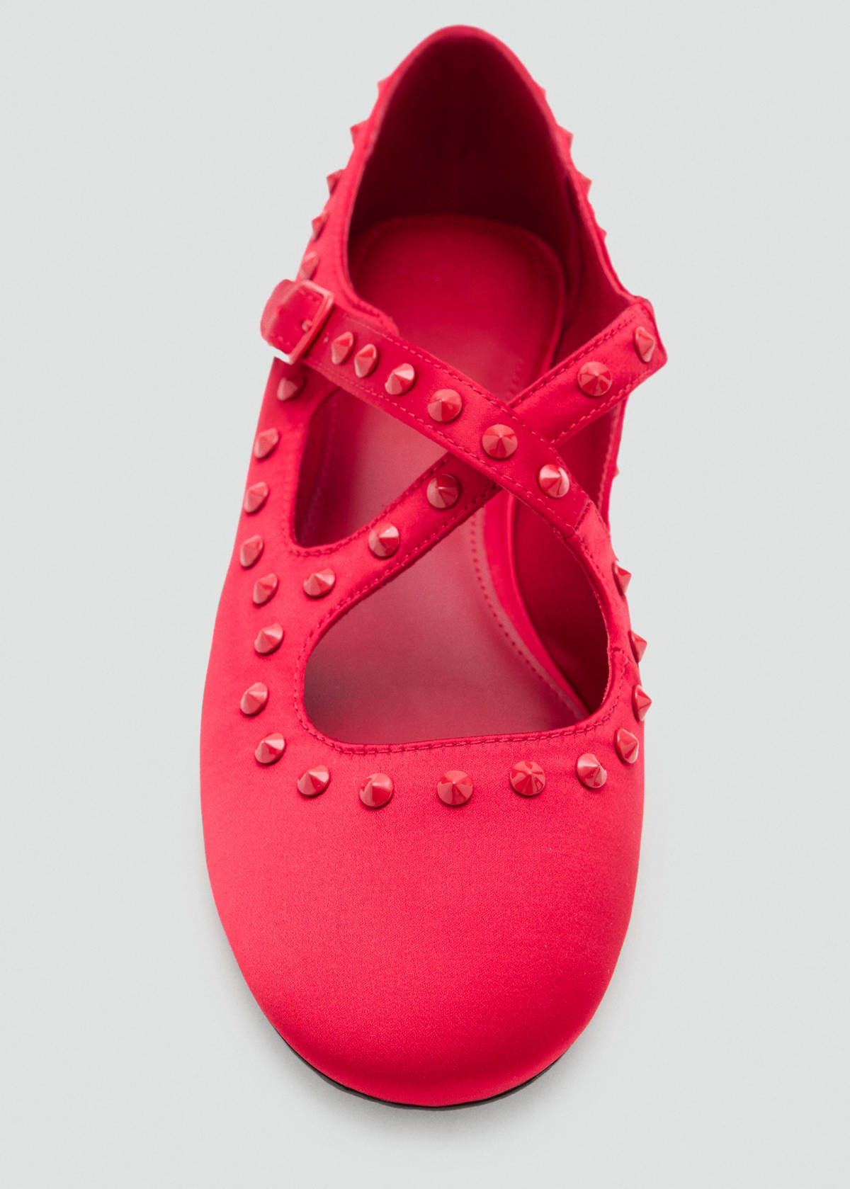 Satin studded ballerinas — Red