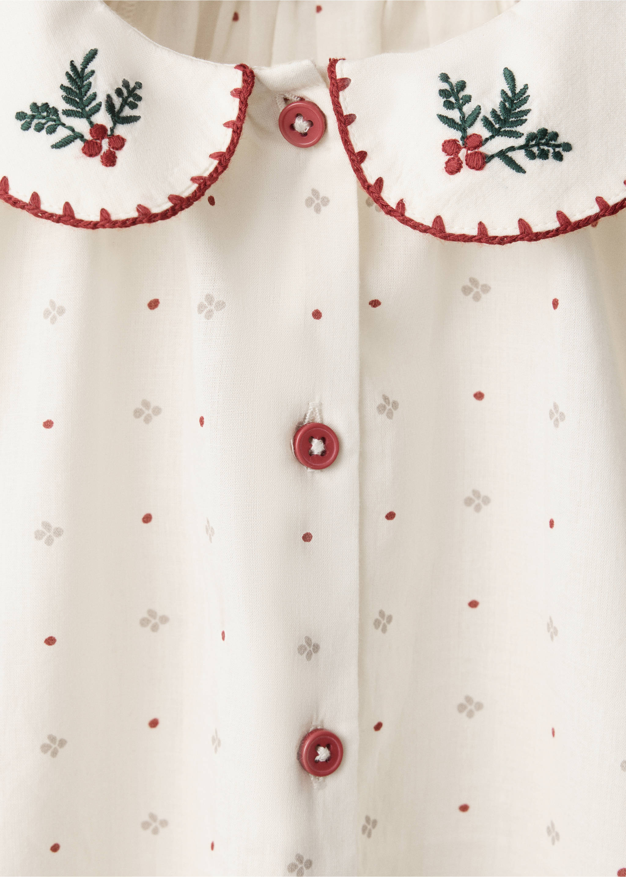 Off-white pyjama shirt with embroidered collar and red buttons, Off White. Ref: 37024454-00.
