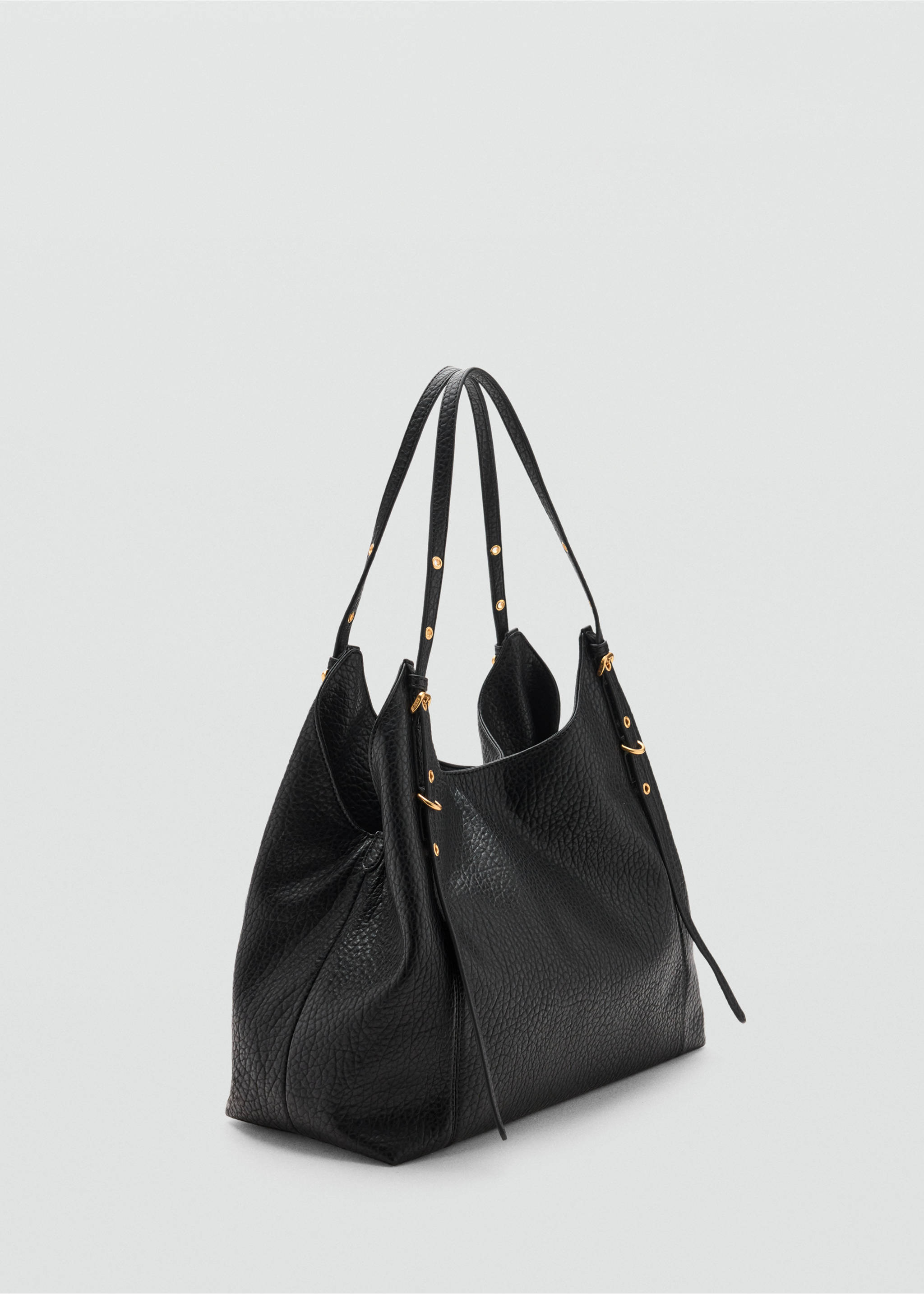 Bucket bag with buckles - Medium plane, Black. Ref: 37024461-00.
