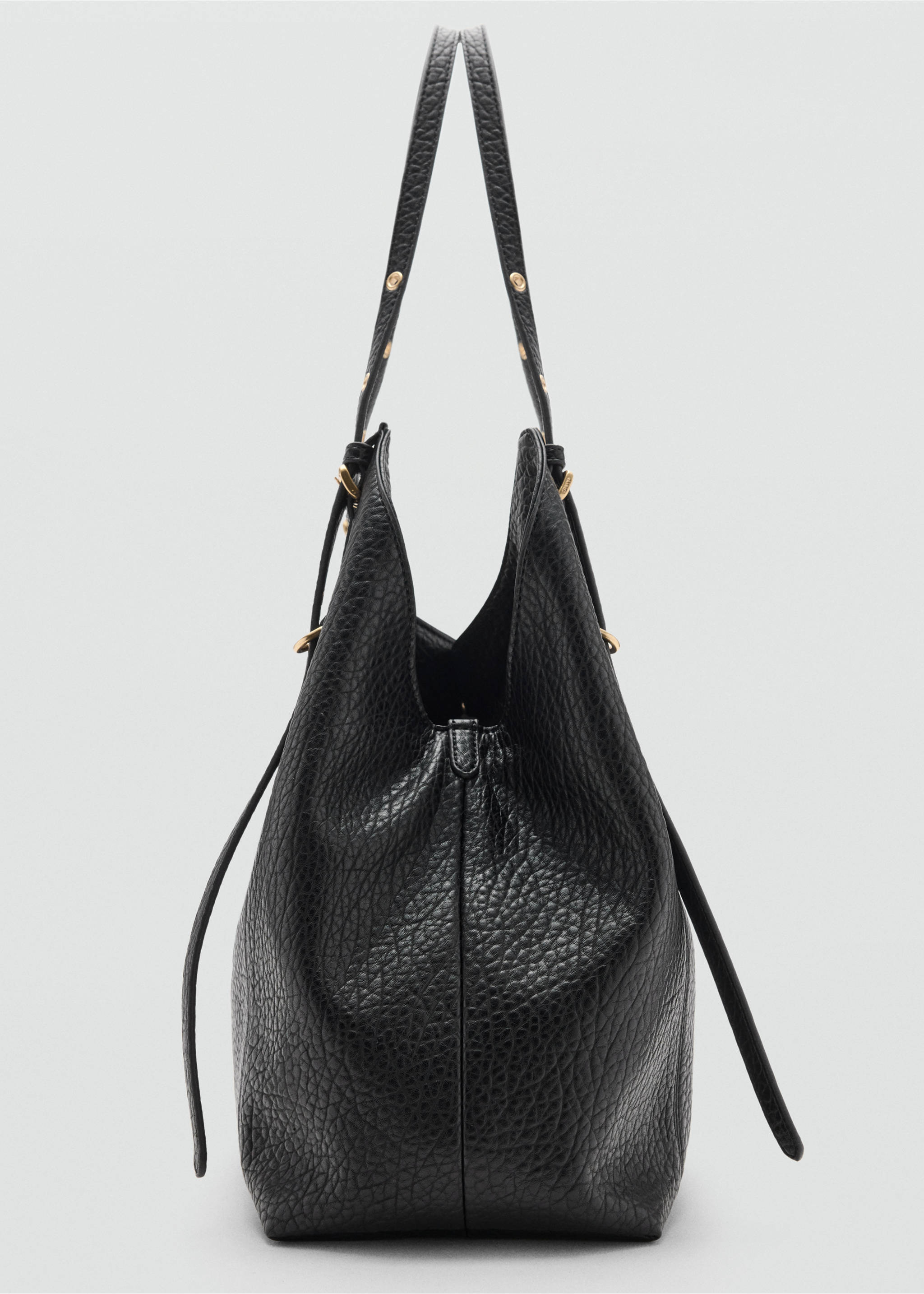 Bucket bag with buckles - Details of the article 2, Black. Ref: 37024461-00.