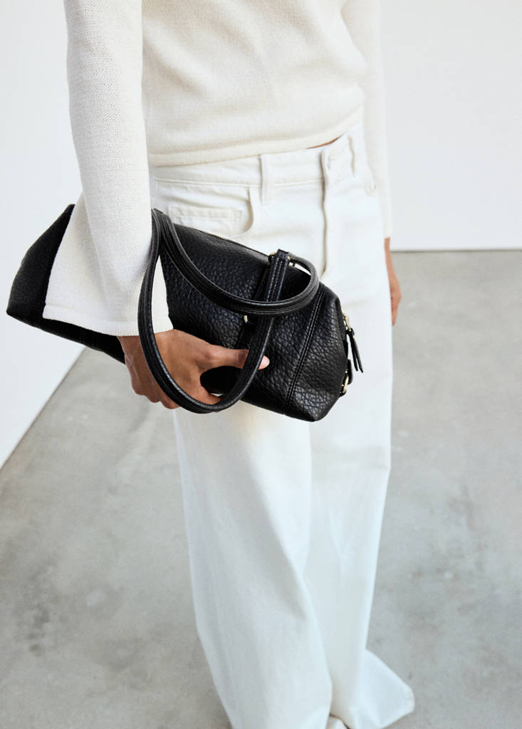 Faux-leather shoulder bag — Black