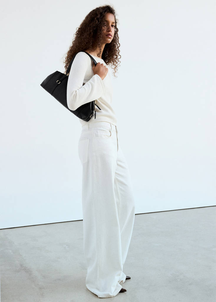 Faux-leather shoulder bag — Black
