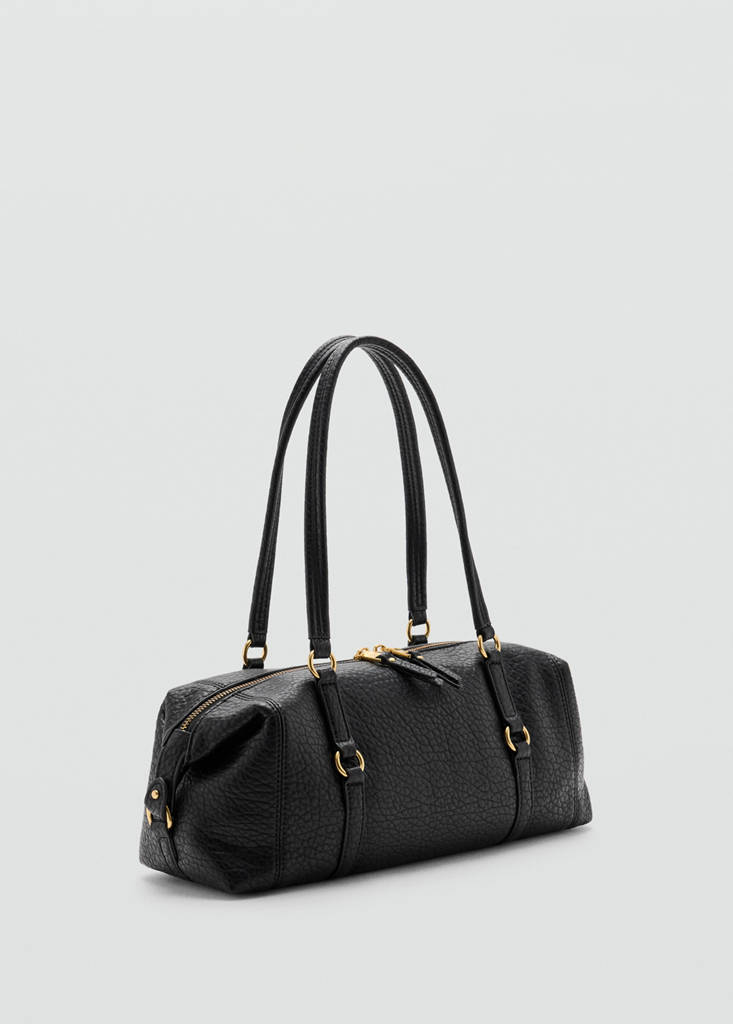 Faux-leather shoulder bag — Black