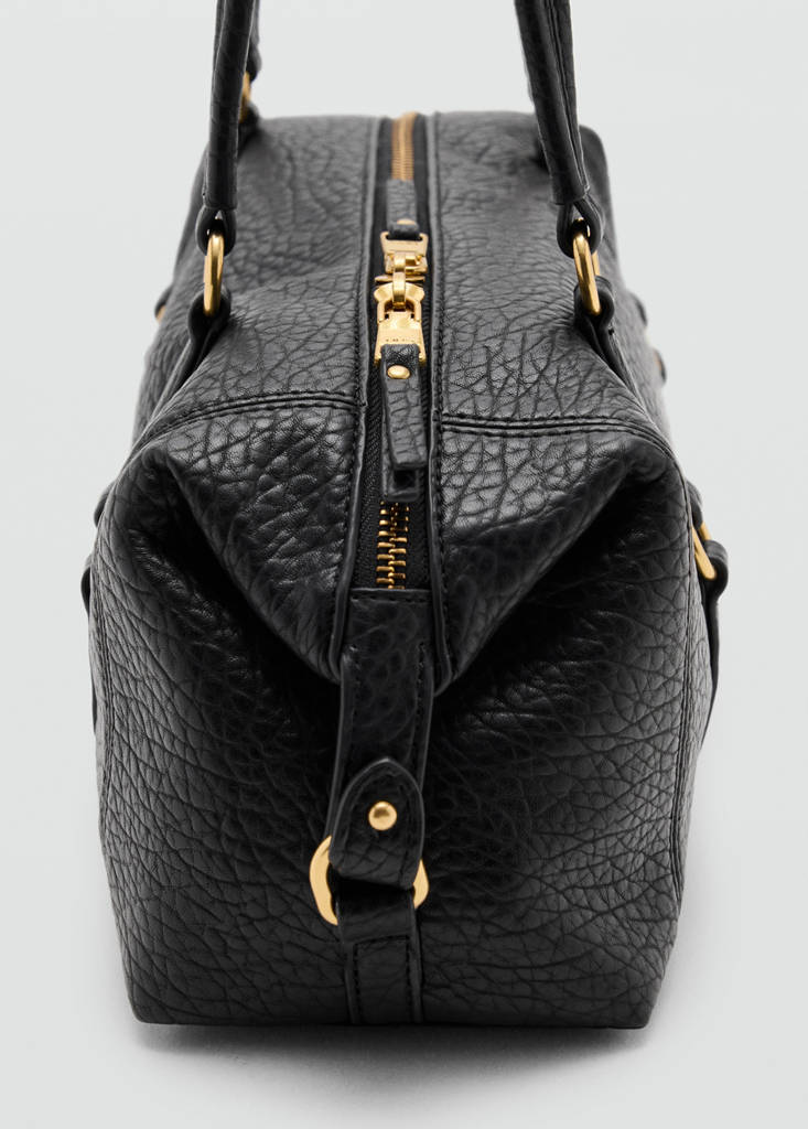 Faux-leather shoulder bag — Black