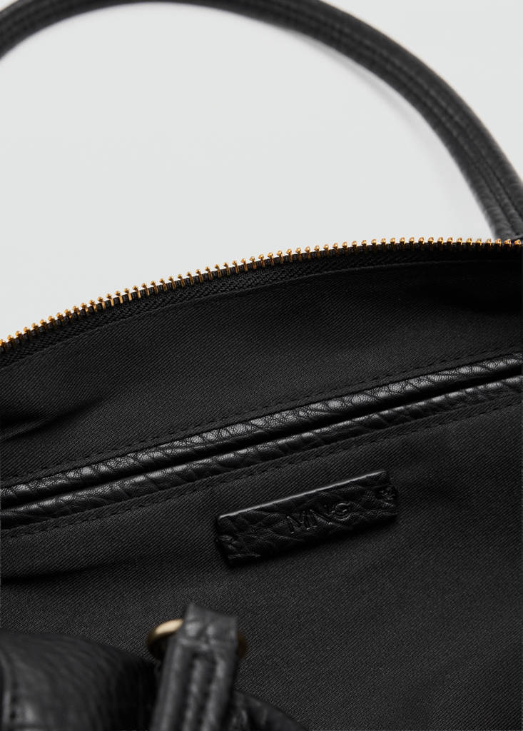 Faux-leather shoulder bag — Black