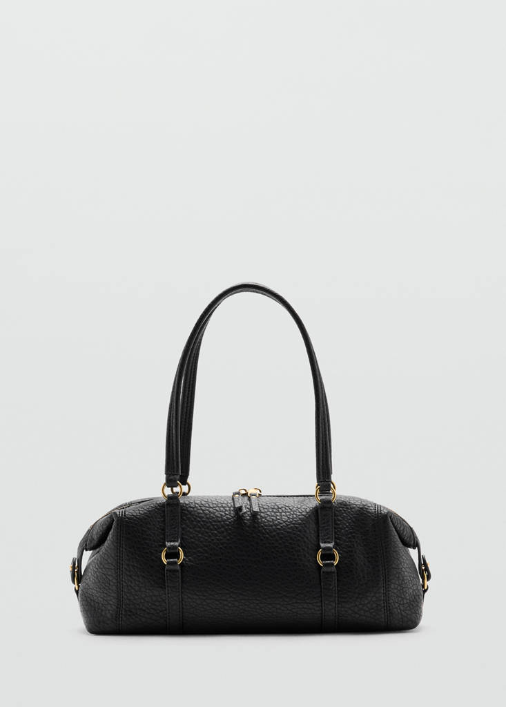 Faux-leather shoulder bag — Black