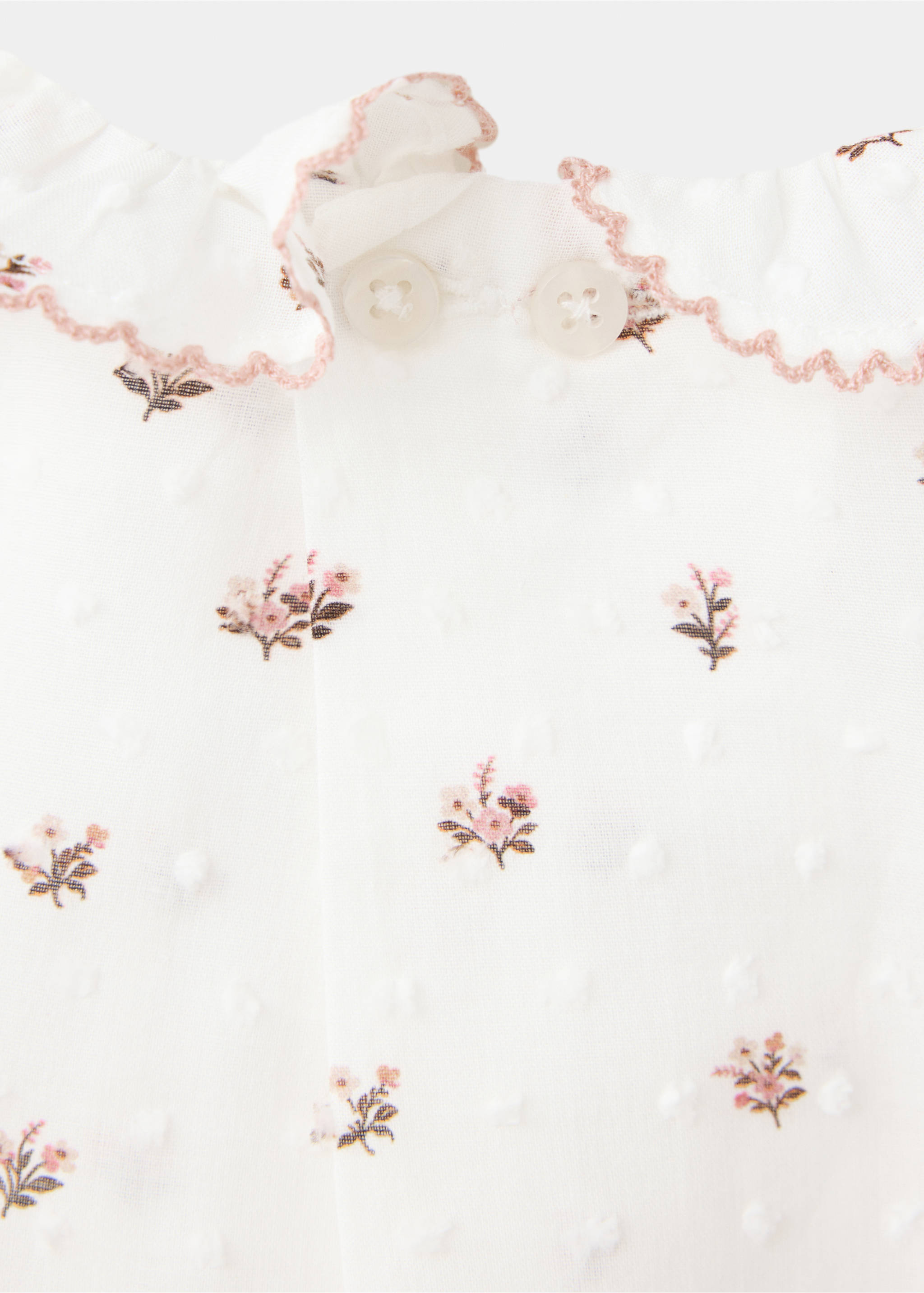 Blusa algodón plumeti flores - Detalle del artículo 0, Blanco roto. Ref: 37024465-00.