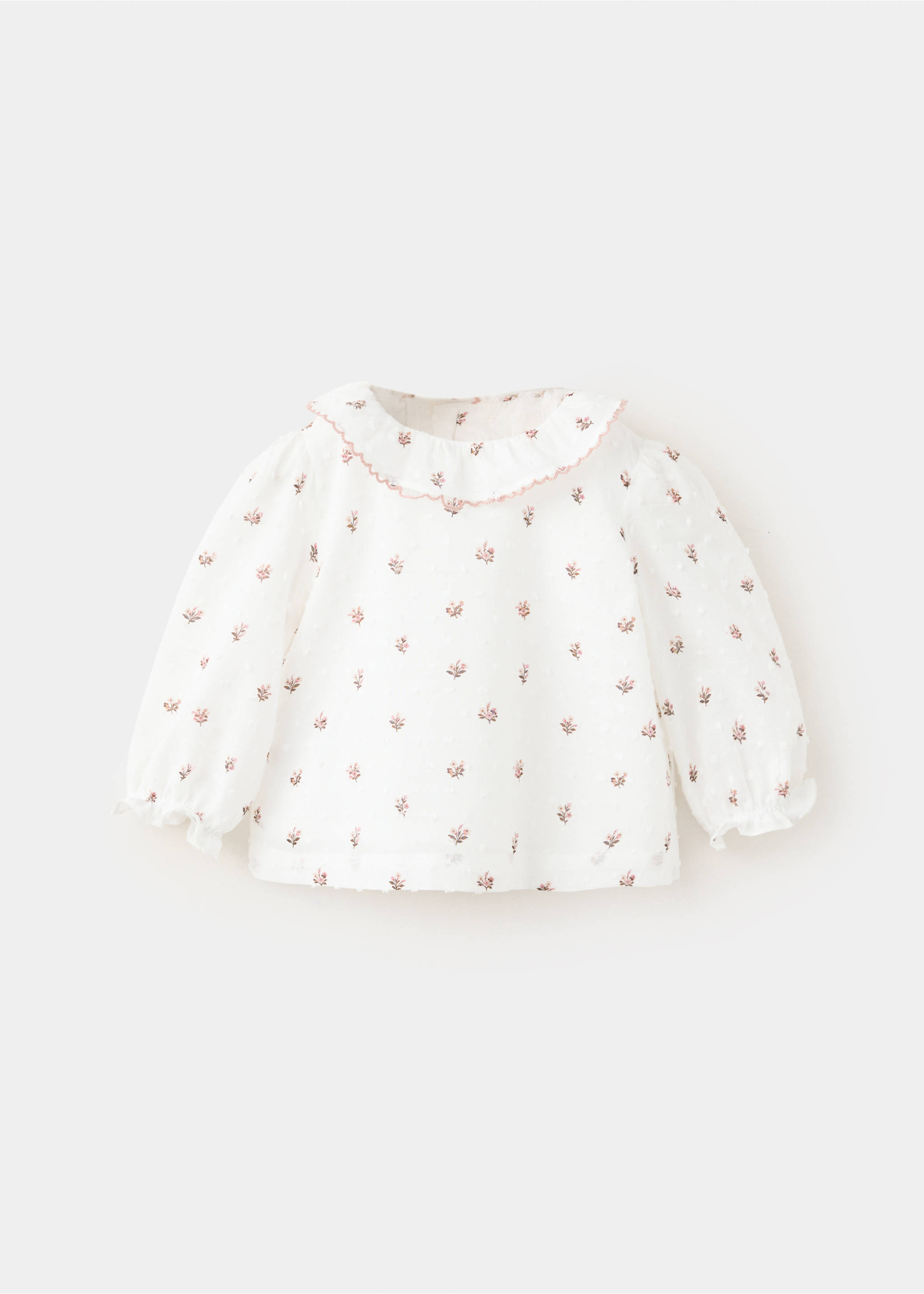 Blusa algodón plumeti flores - Artículo sin modelo, Blanco roto. Ref: 37024465-00.
